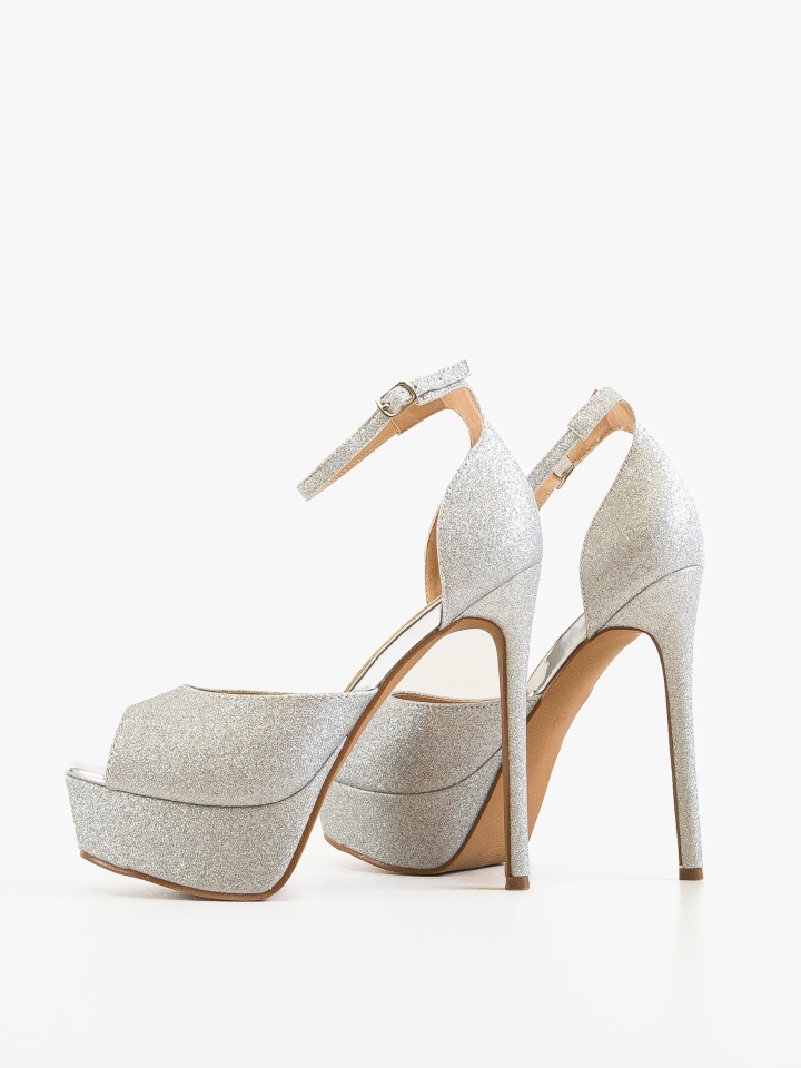 Sandale cu toc Golena Argintii