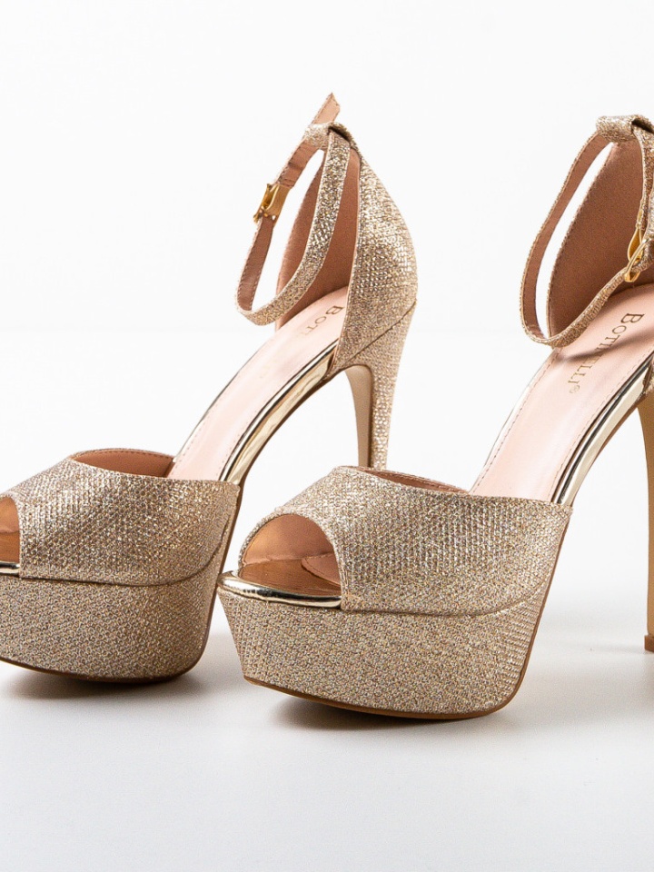 Sandale cu toc Aliyah Aurii