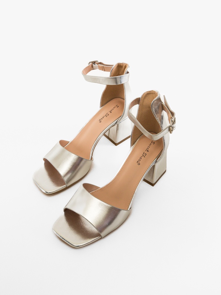 Sandale cu toc Jakub Argintii