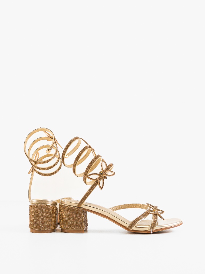 Sandale cu toc Margret Aurii