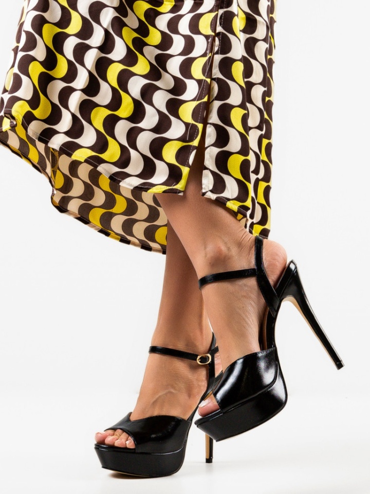 Sandale cu toc Ivy Negre