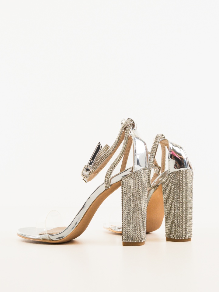 Sandale toc Tuluga Argintii