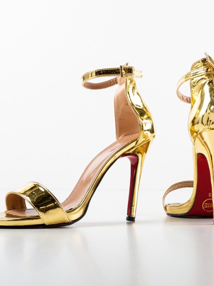 Sandale cu toc Leter Gri