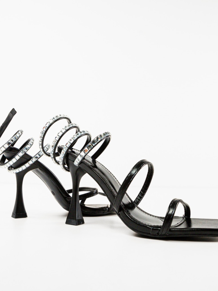 Sandale cu toc Poroini Negre