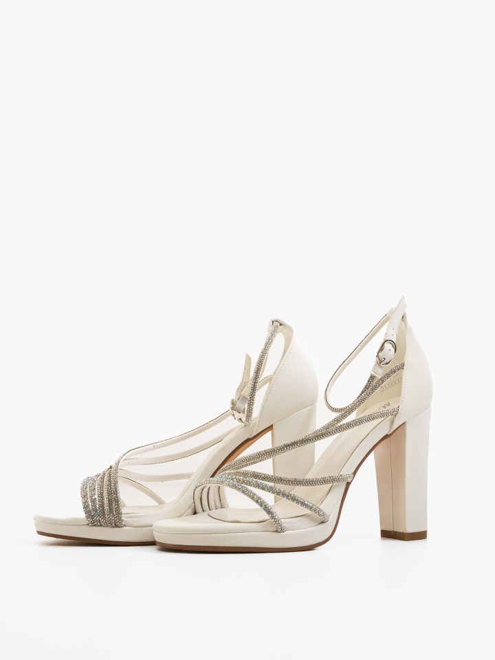 Sandale cu toc Saforia Albe
