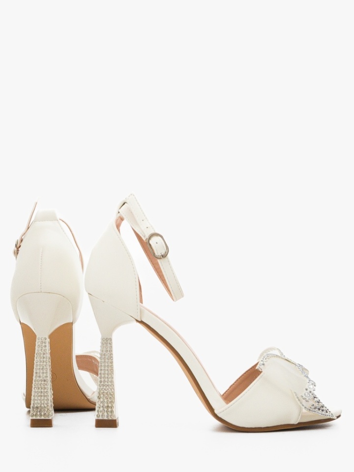Sandale cu toc Farme Albe
