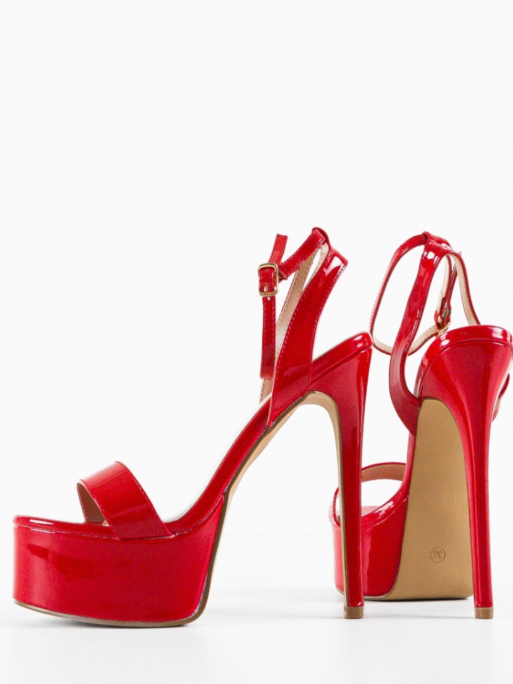 Sandale cu toc Barbys Rosii