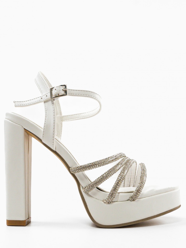 Sandale cu toc Georgia Albe