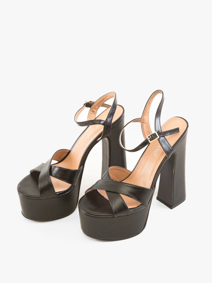 Sandale cu toc Donna Negre