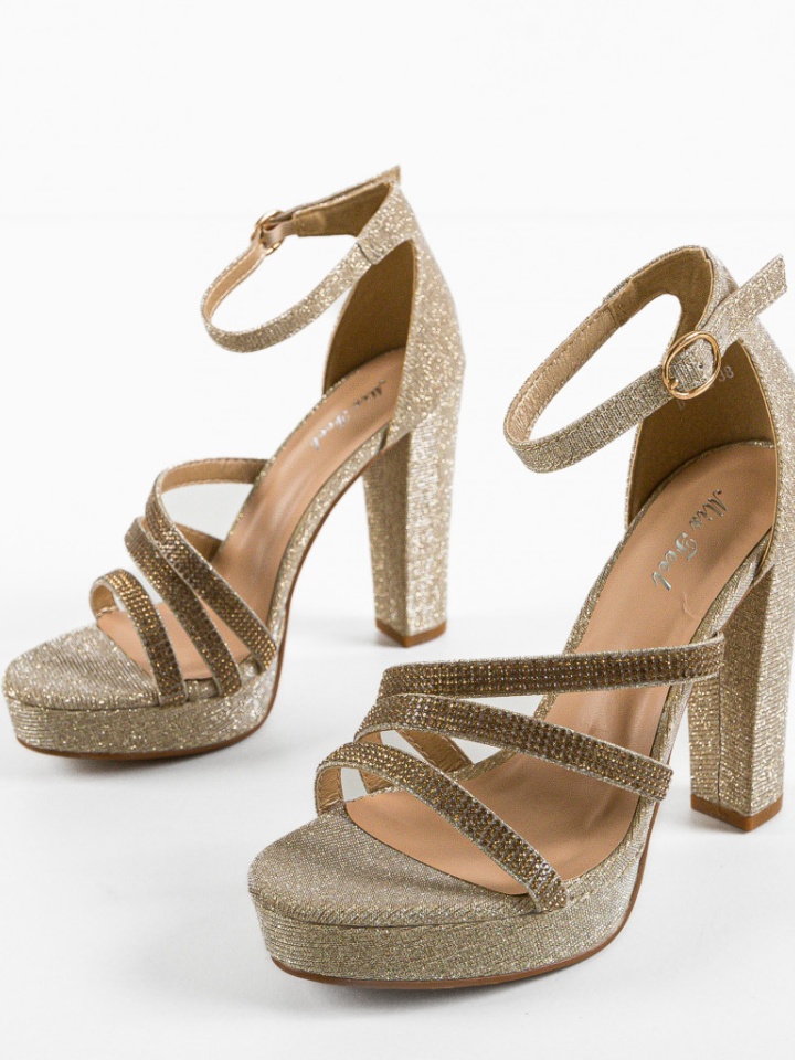 Sandale cu toc Mikol Aurii