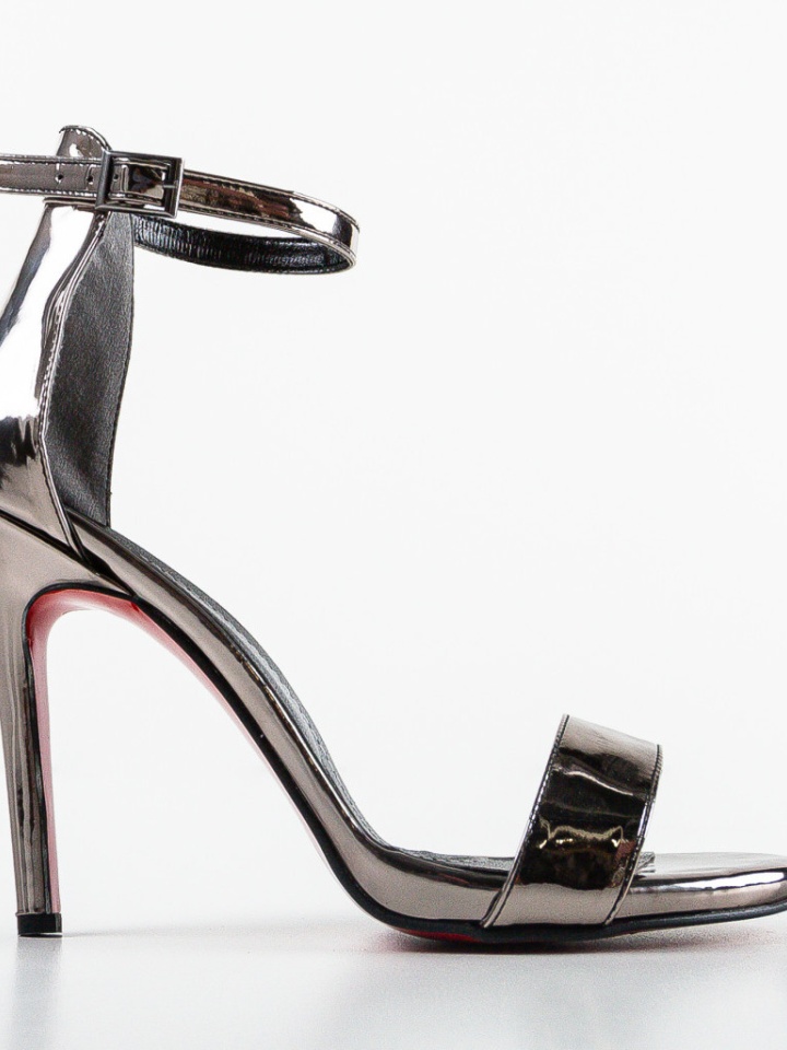 Sandale cu toc Leter Gri