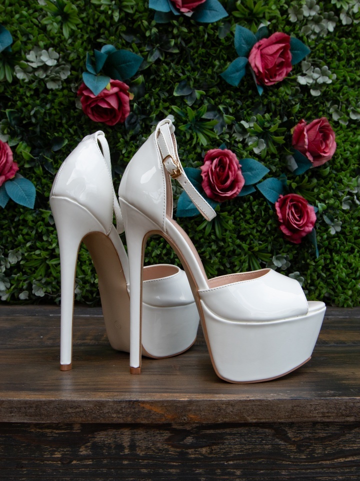 Sandale cu toc Venyz Albe