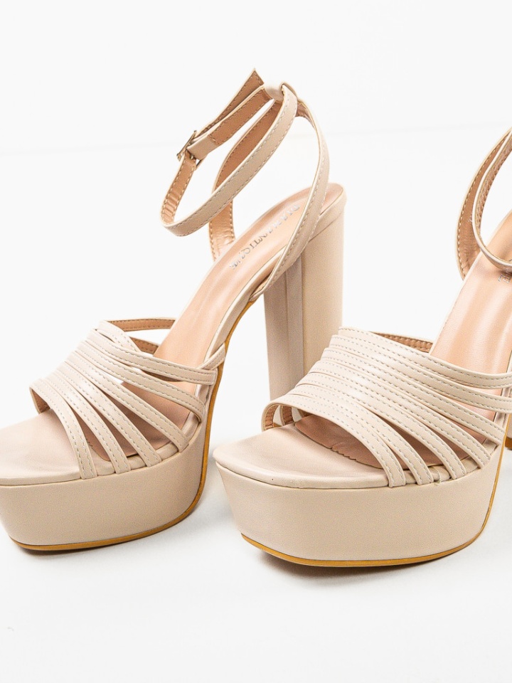 Sandale cu toc Gayatri Bej