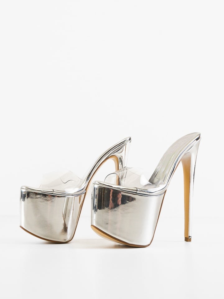 Sandale cu toc Nakva Argintii