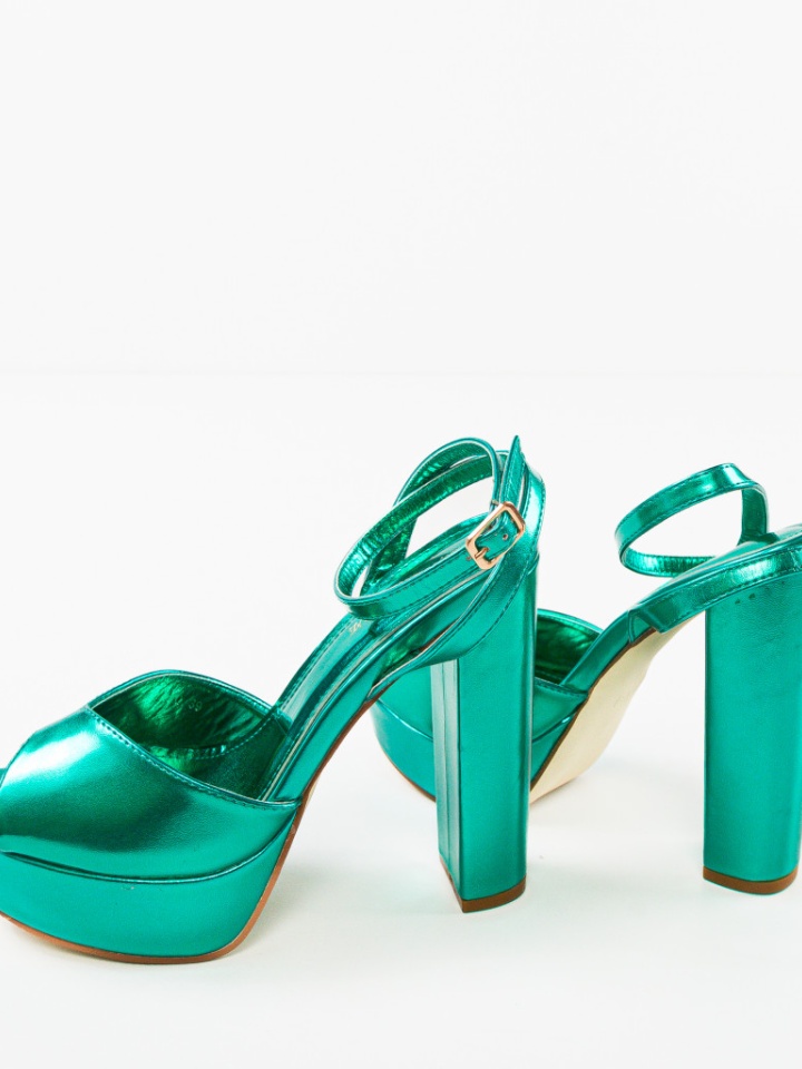 Sandale cu toc Yuuki Argintii