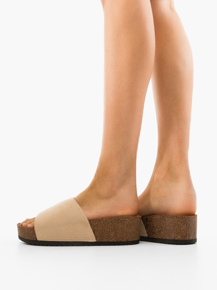 Papuci dama Tapan Bej