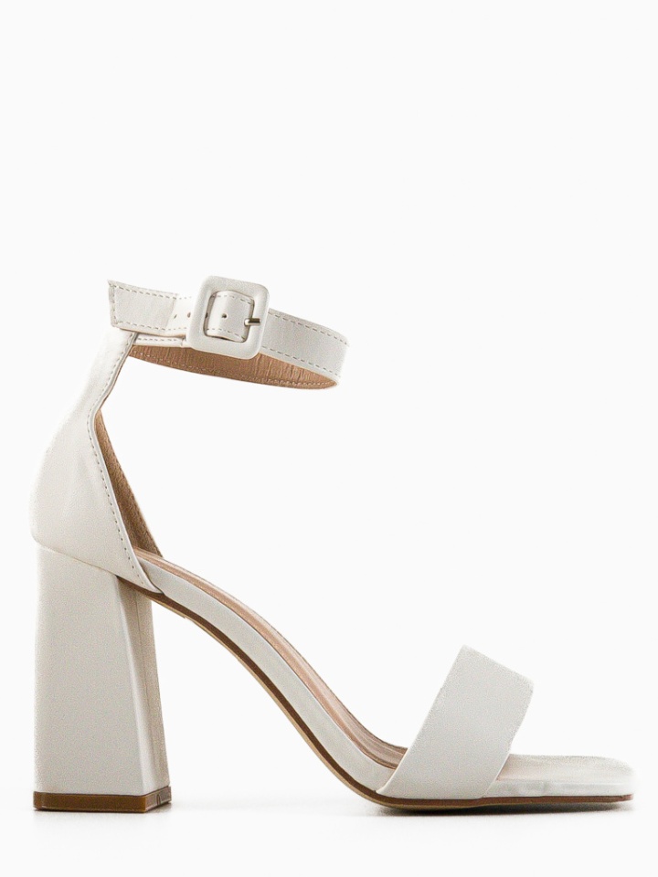 Sandale cu toc Teson Albe