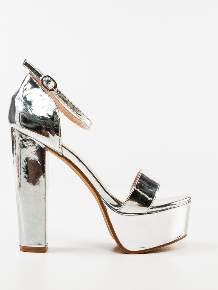 Sandale cu toc Riyad Argintii