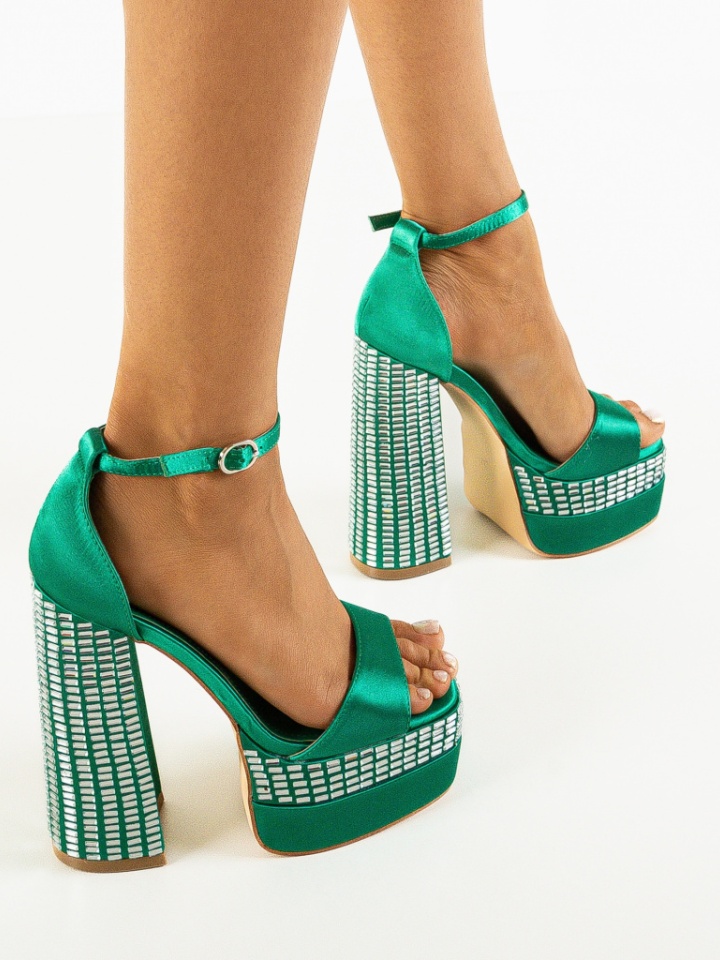 Sandale cu toc Lajmy Albe