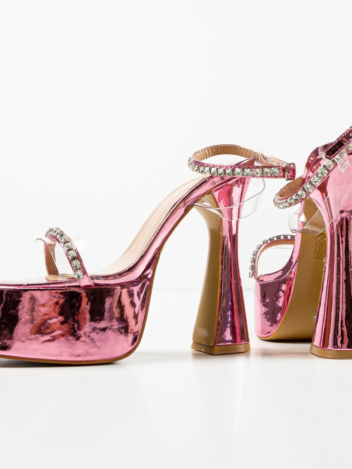 Sandale cu toc Barbara Argintiii