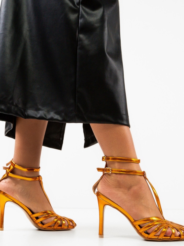 Sandale cu toc Macias Portocalii