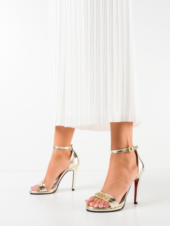 Sandale cu toc Donarda Argintii