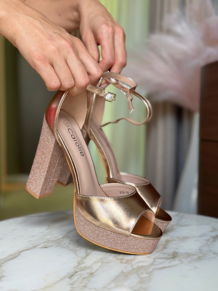 Sandale cu toc Edith Argintii