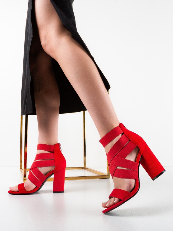 Sandale cu toc Foka Rosii