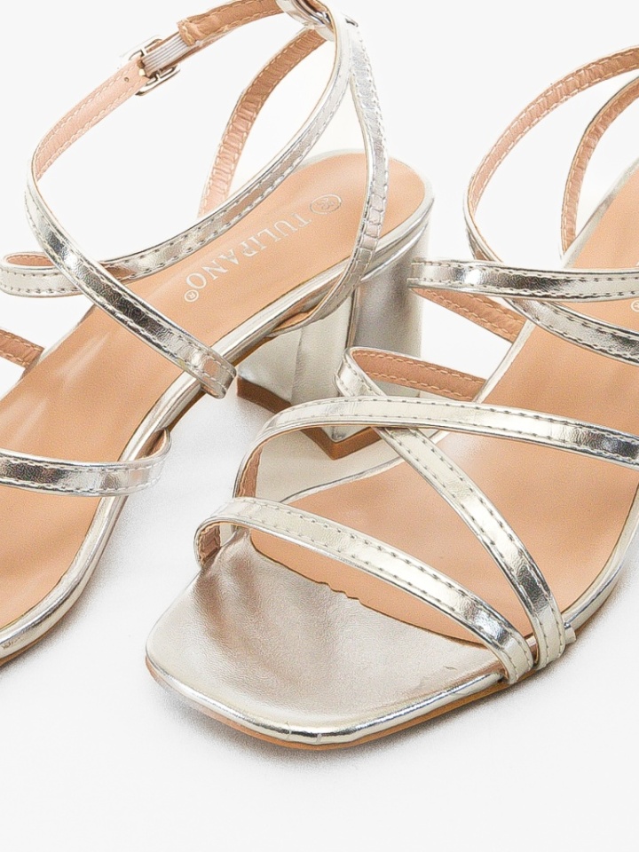 Sandale cu toc Rojas Argintii