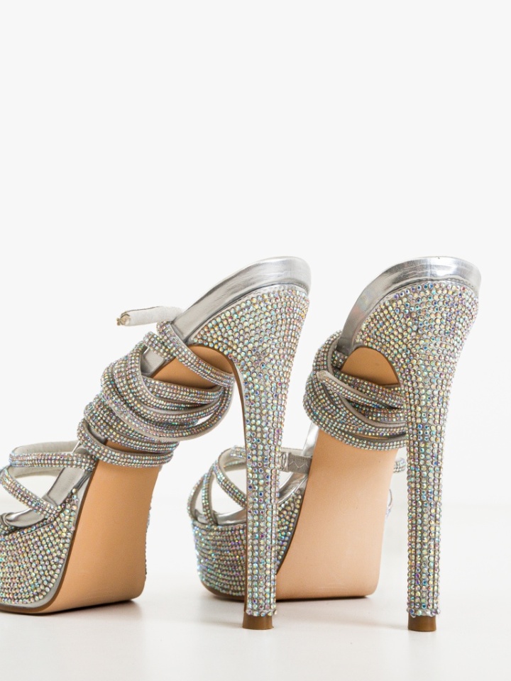 Sandale cu toc Aqsa Albe