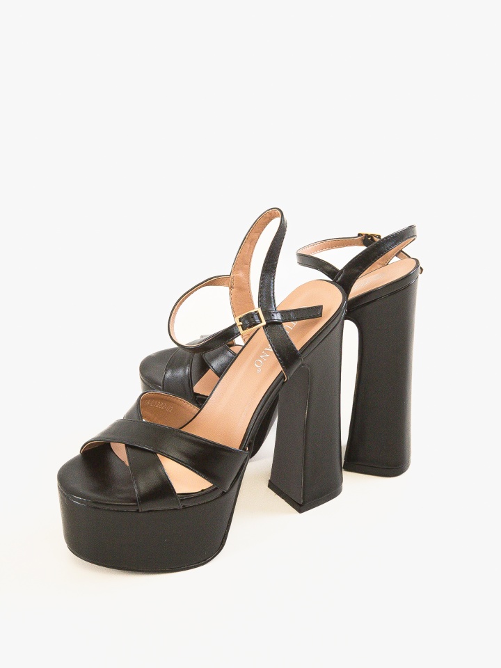 Sandale cu toc Donna Negre