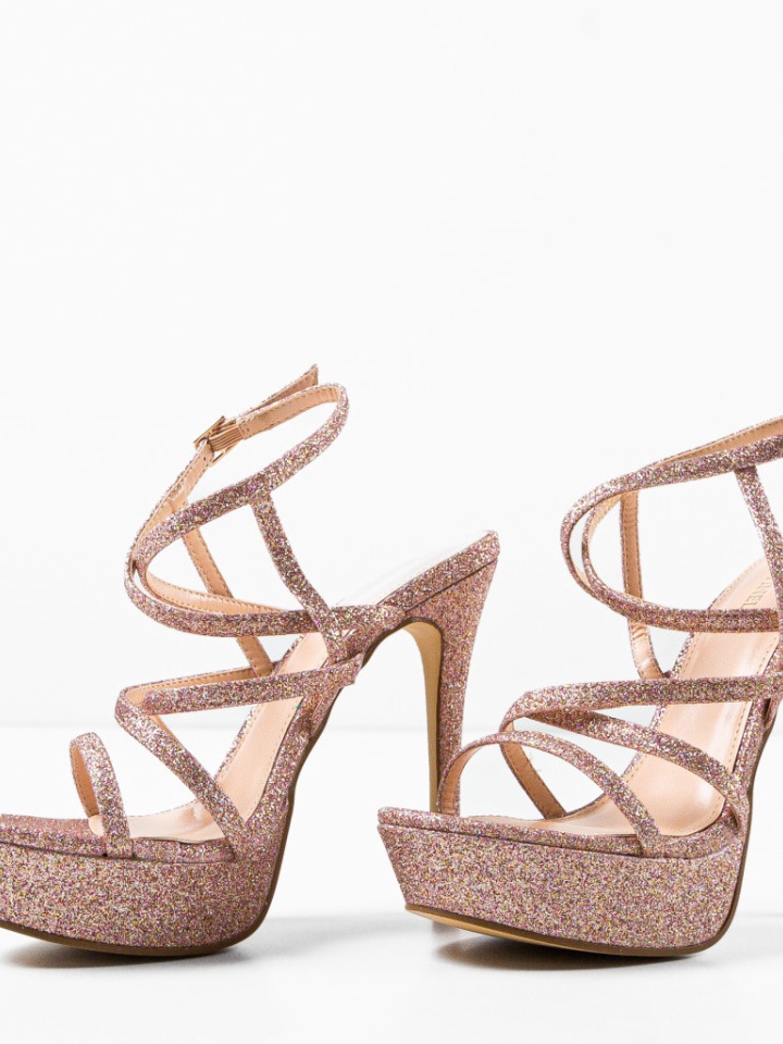 Sandale cu toc Kongo Roz