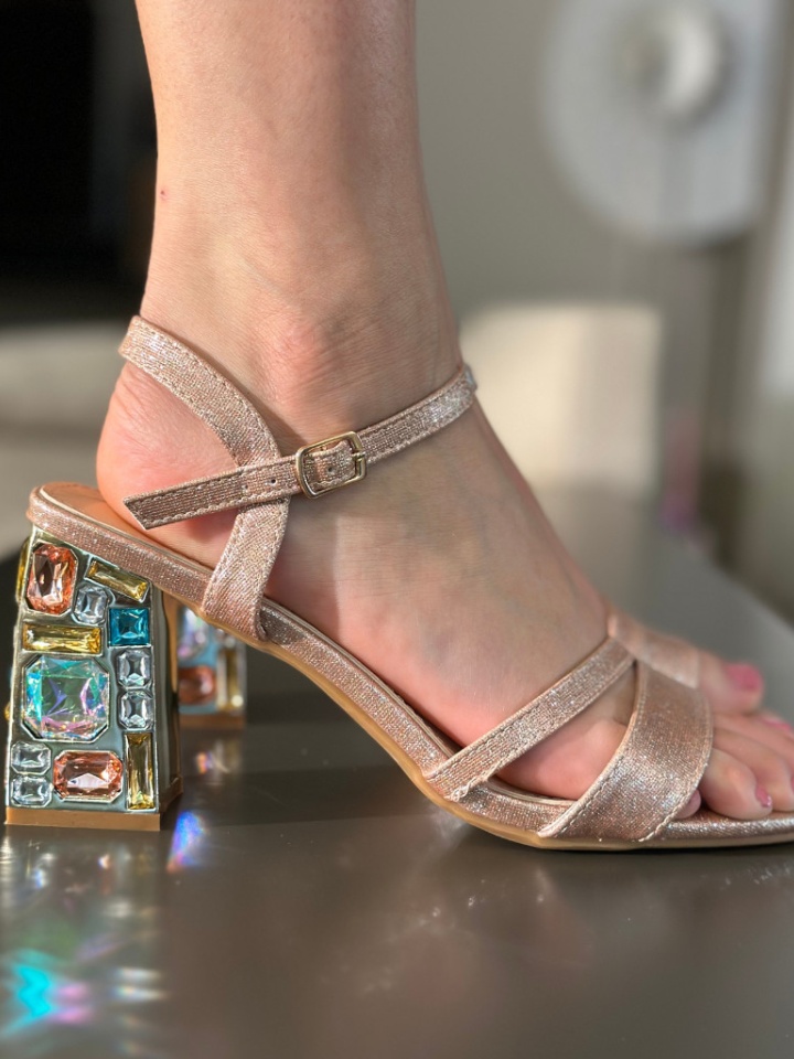 Sandale cu toc Esen Argintii