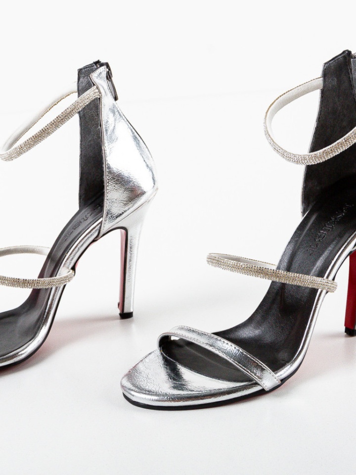 Sandale cu toc Cazak Argintii