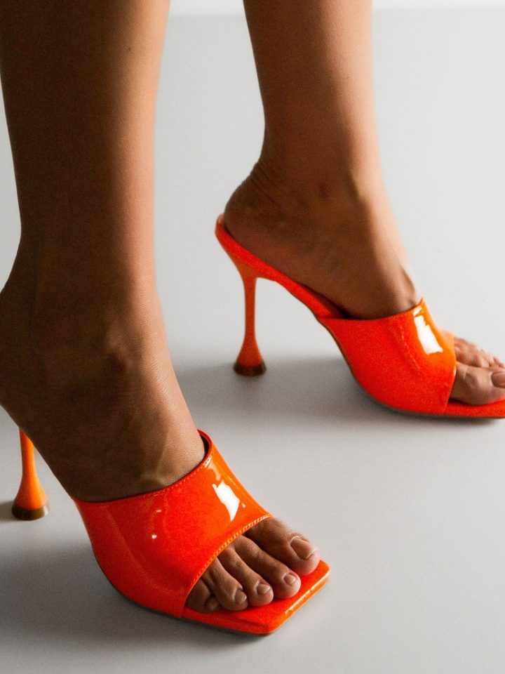 Saboti cu toc Rachel Portocalii