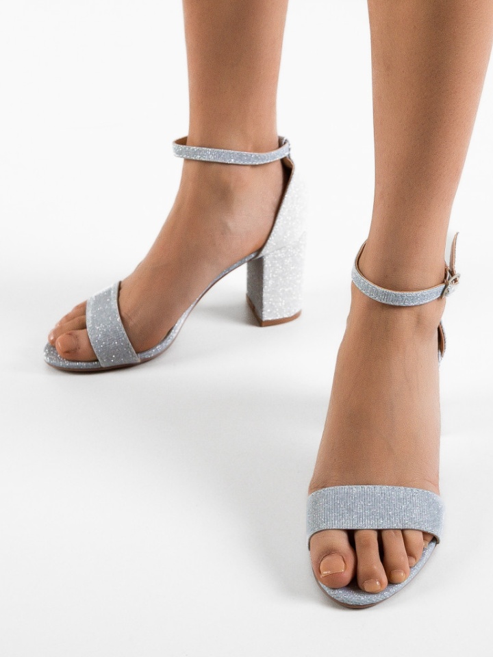 Sandale cu toc Dian Argintii