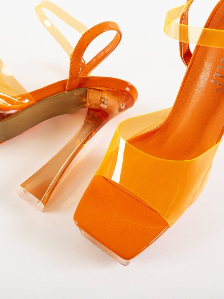 Sandale cu toc Karma Portocalii