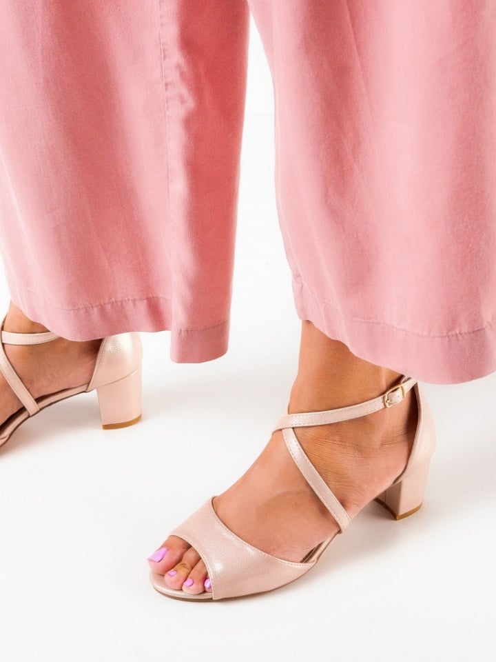 Sandale cu toc Tyka Aurii