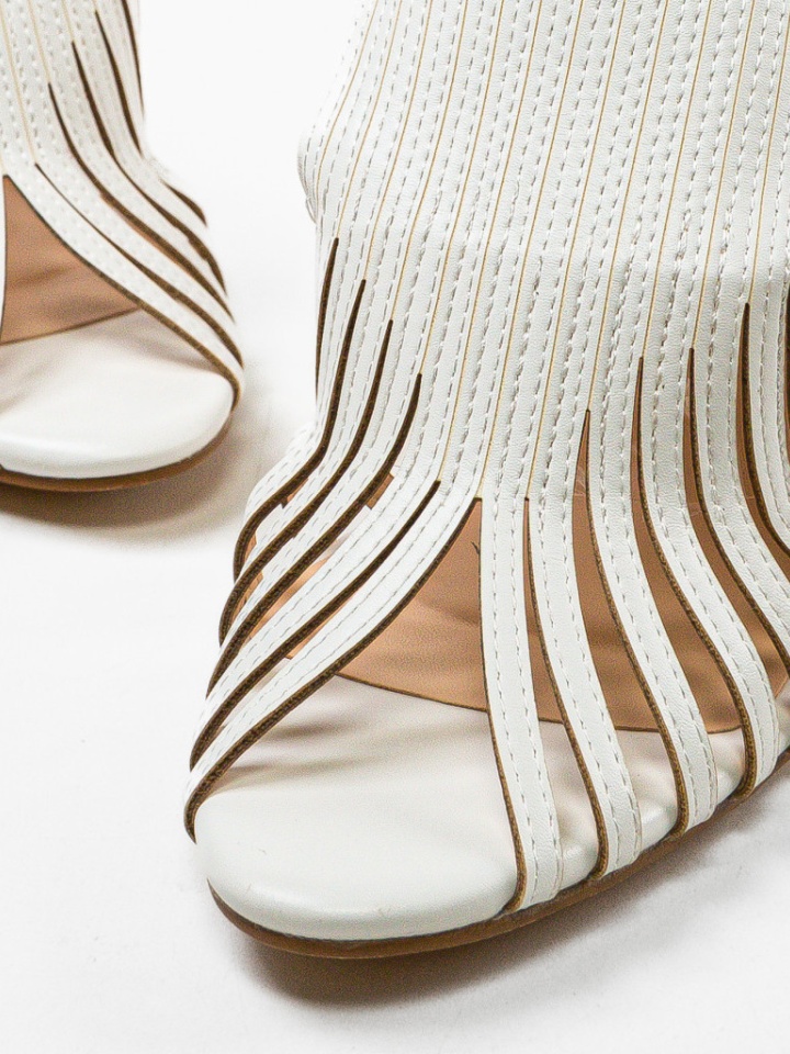 Sandale cu toc Silvia Albe