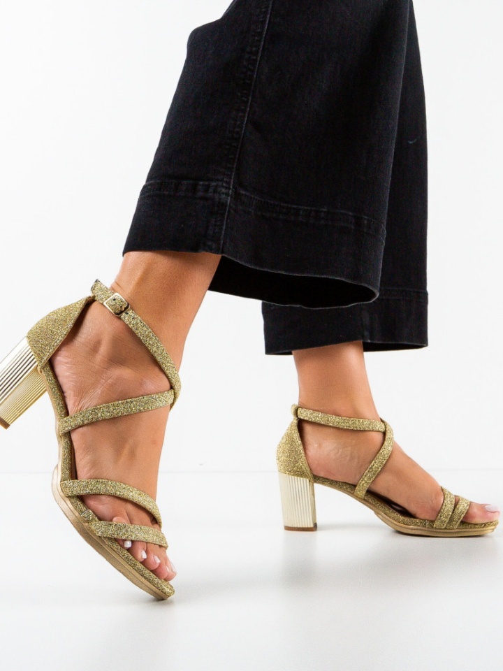 Sandale cu toc Kino Aurii