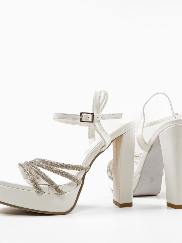 Sandale cu toc Georgia Albe