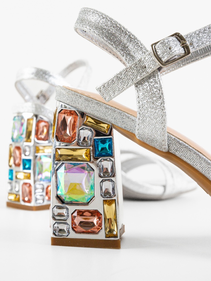 Sandale cu toc Esen Argintii