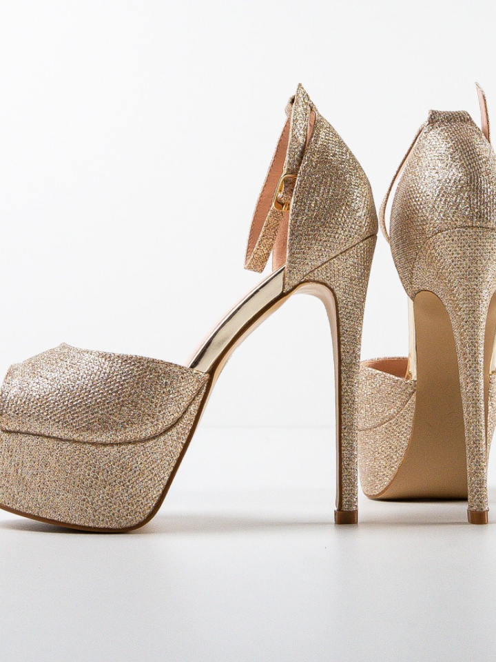 Sandale cu toc Aliyah Aurii