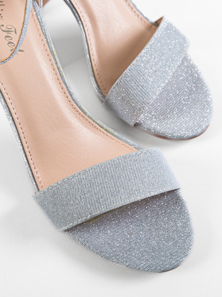 Sandale cu toc Dian Argintii