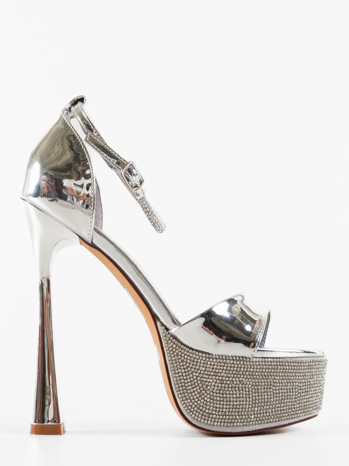 Sandale cu toc Inhel Argintii