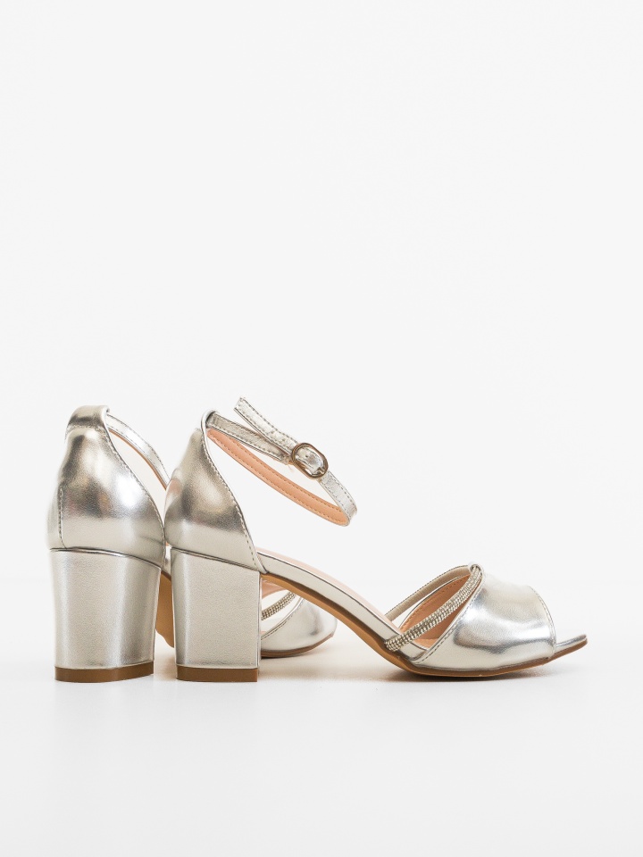 Sandale cu toc Leyre Argintii