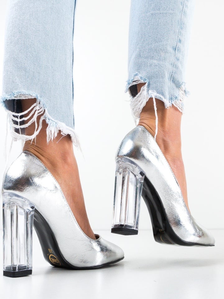 Pantofi Uflet Argintii