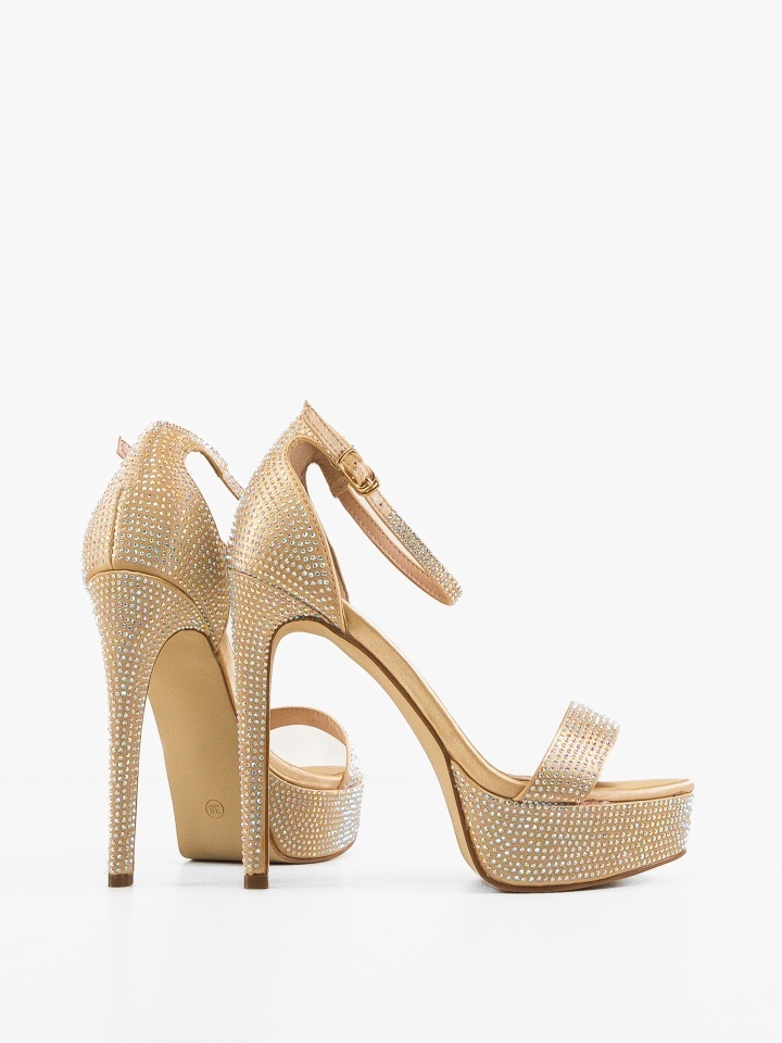 Sandale cu toc Pycre Aurii