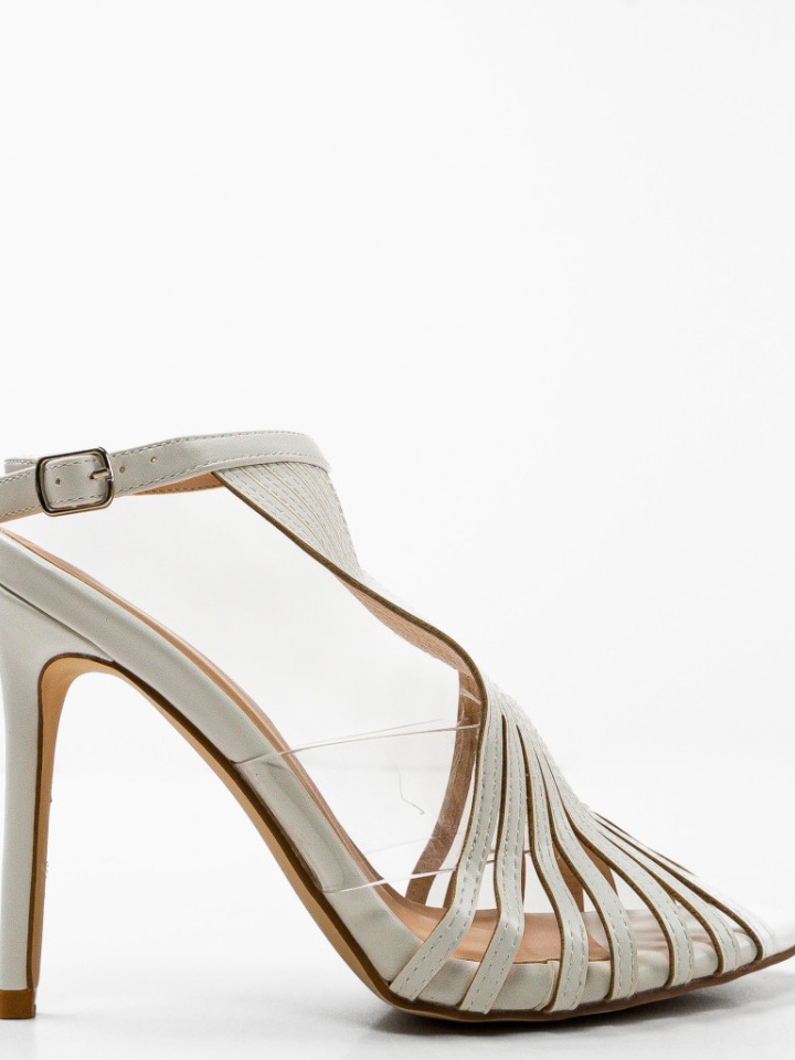 Sandale cu toc Silvia Albe