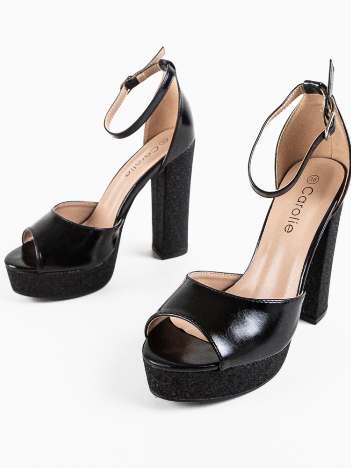 Sandale cu toc Edith Argintii